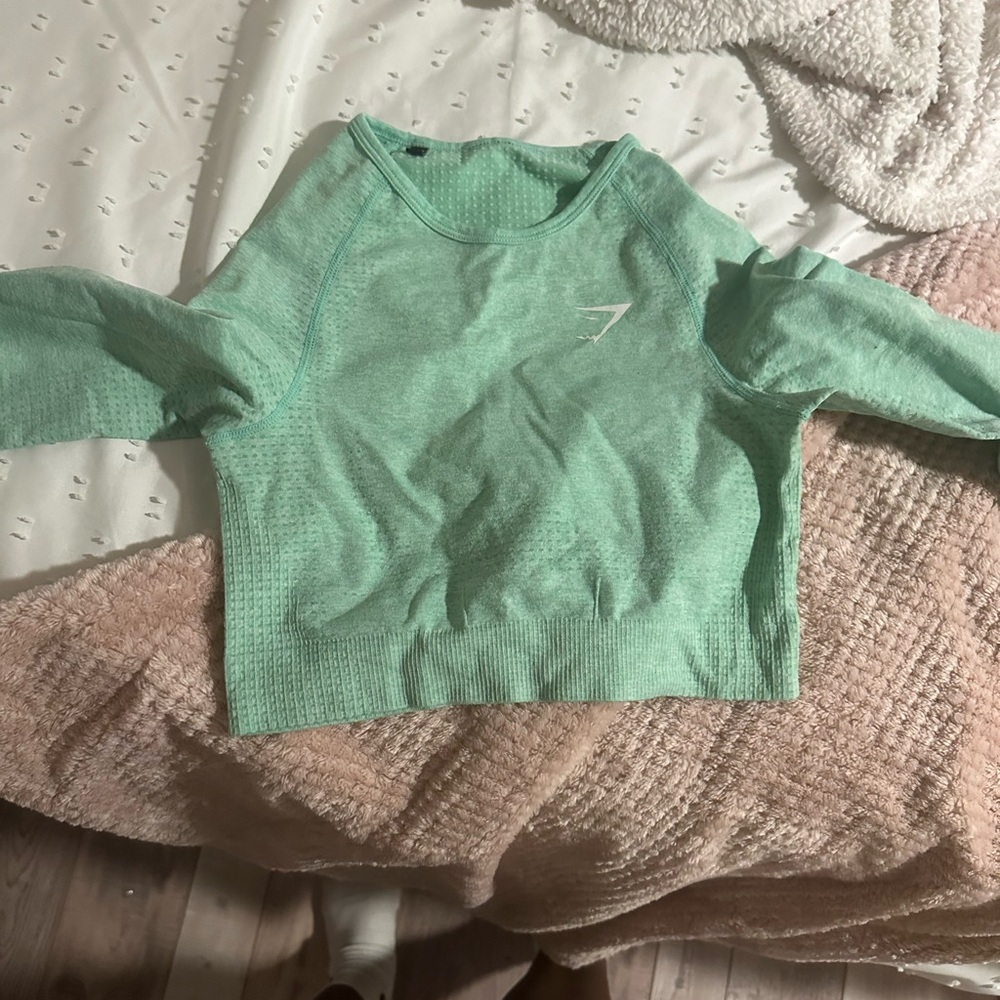 Green Long Sleeve Gymshark Crop Top